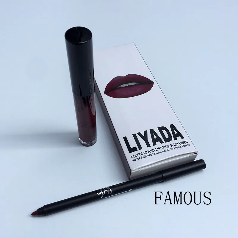 Лидер продаж года liyada Марка жидкая матовая помада комплект Lips Pencil Губы Макияж Lasting Водонепроницаемый Коврики ручка блеск для губ Косметика