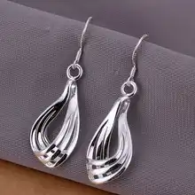 Wholesale High Quality Jewelry Silver Plated Corrugated Three-wire Earrings for Women best gift SMTE230