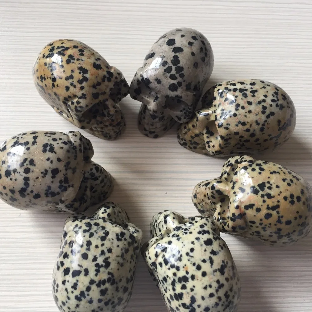 dohaibogoo crystal skulls 7pcs a lots Natural Stone Carved Skull 2 inch