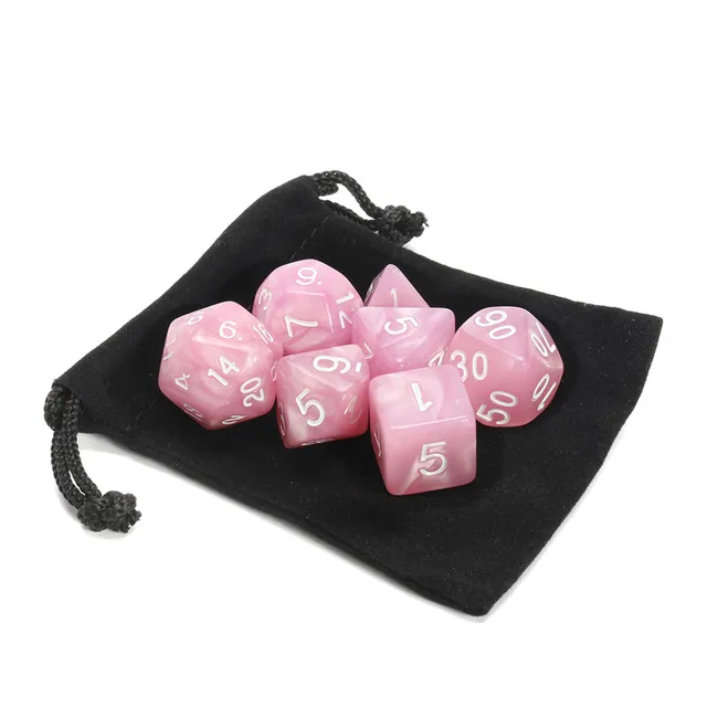 Hot Sale 7Pcs Set Pink Polyhedral Pearlescent Digital Dice With Bag Entertainment Board Games Gifts Hot Sale 7Pcs Set Pink Polyhedral Pearlescent Digital Dice With Bag Entertainment Board Games Gifts