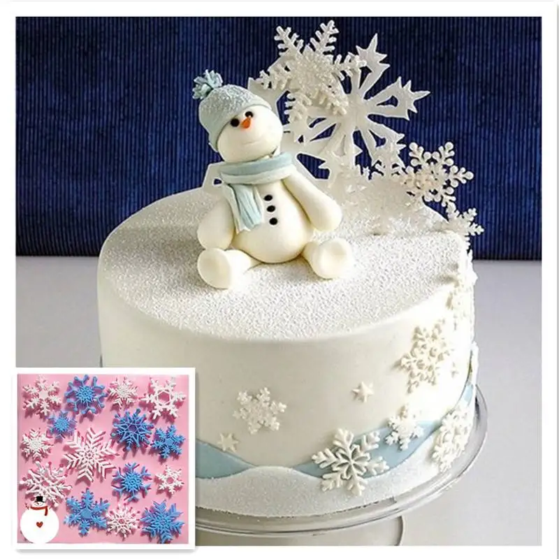 Silicone Mold Border Christmas Cake Mould Fondant Baking Decorating 3D Snowflake