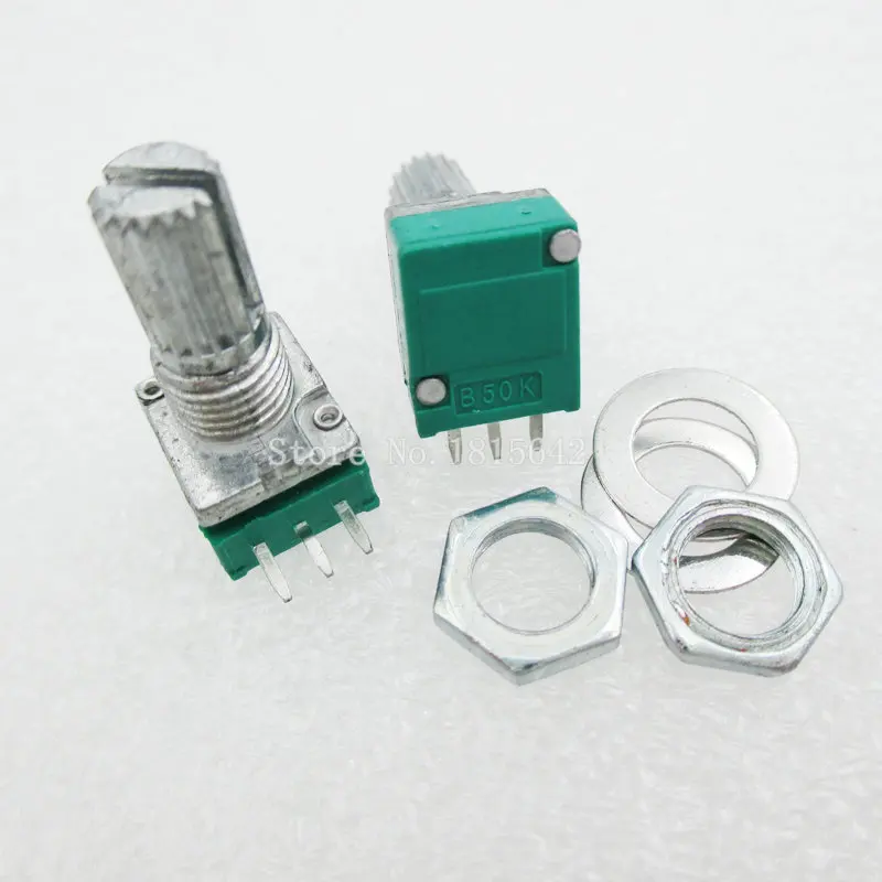 5PCS B50K Audio Amplifier Sealed Potentiometer 15mm Shaft 3pins RK097N 50K | Электронные компоненты и
