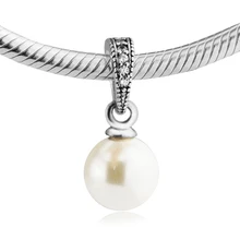 Подходит для Pandora Браслеты белая Груша Подвески с прозрачным кубическим цирконием 925 ювелирные изделия из бисера