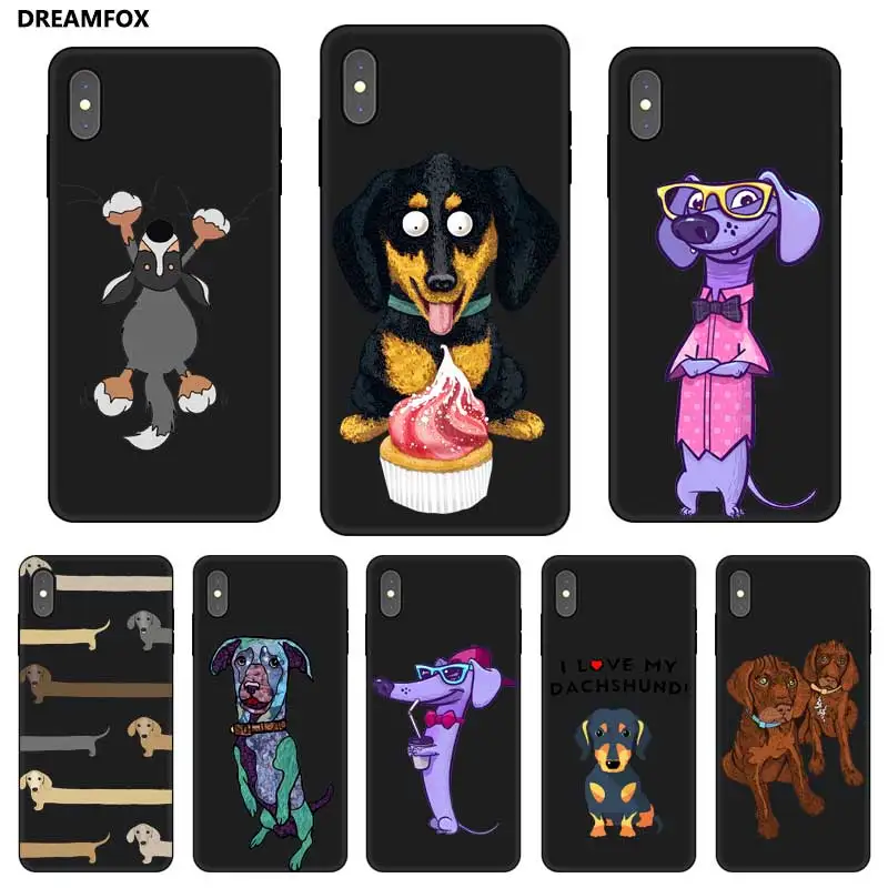 N302 такса Черный силиконовый чехол для Apple iPhone 11 Pro XR XS Max X 8 7 6 6S Plus 5 5S SE |