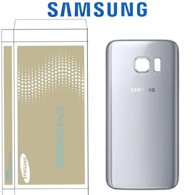 5,1 ''для SAMSUNG Galaxy S7 плоский G930 G930F задняя крышка для батареи Сменный стеклянный корпус с объективом для камеры - Цвет: S7 Silver