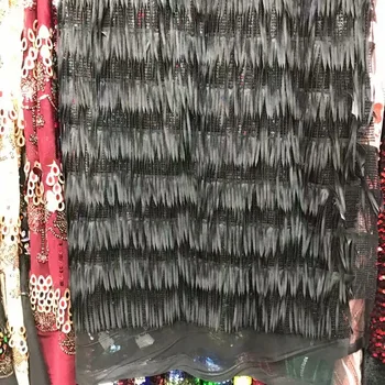 

New design French Net Sequin Lace Fabric 2019 Latest african sequence lace fabric with embroidery tulle fabric black wedding