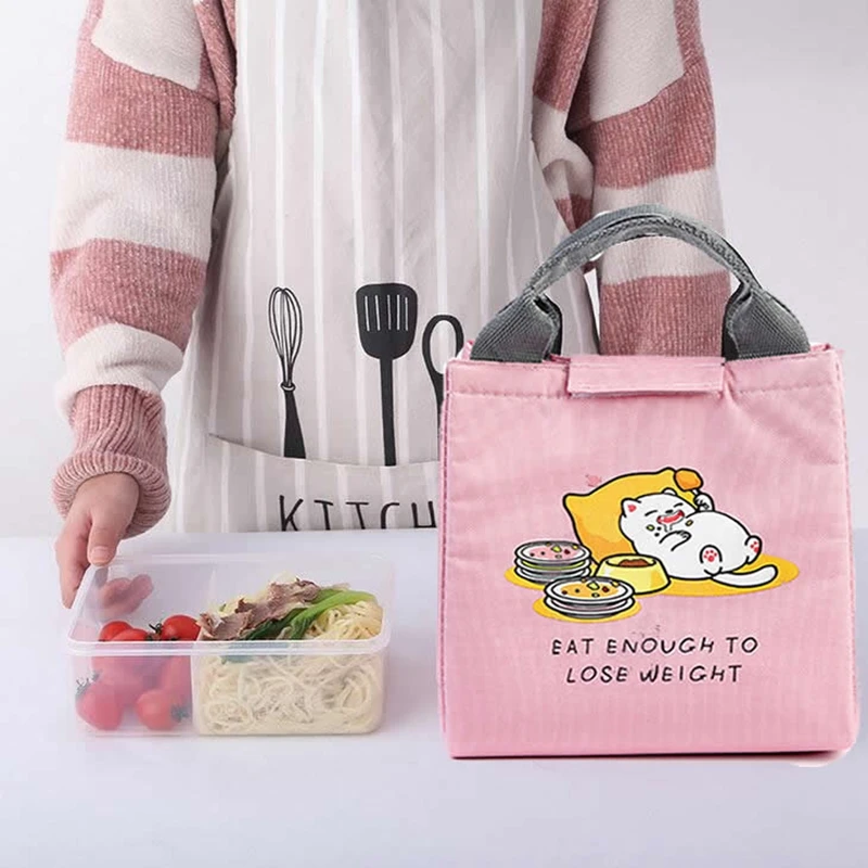 

Cute Cartoon Animal Girl Portable Lunch Bag Waterproof Insulated Cold Canvas Picnic Totes Carry Case For Kids Women Thermal Bag