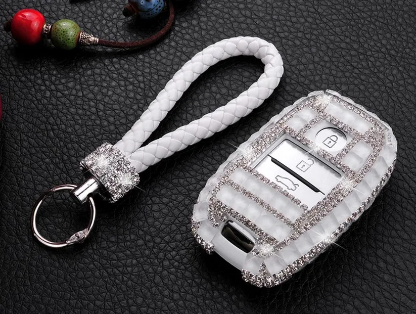 Подарок Роскошные кристаллы Bling Дело Key Holder бумажник для KIA K3 K5 Sorento KX5 Optima KX3 K3S Sportage Carens Smart брелока крышка