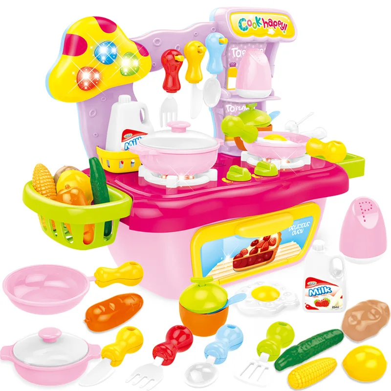 21PCS Baby Plastic Kitchen Toys Set Cooking Food Toys For Kids Children