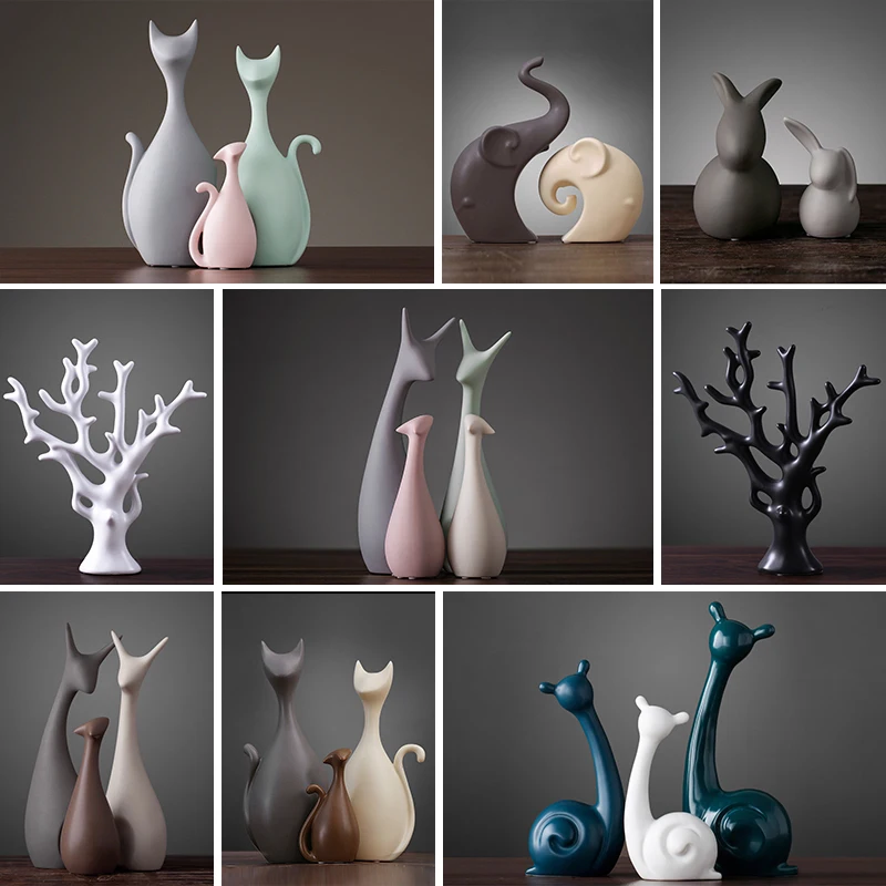 

Nordic Ceramic deer and elephants and rabbits, creative Nordic style animal figurines and crafts furnishings, wedding gifts