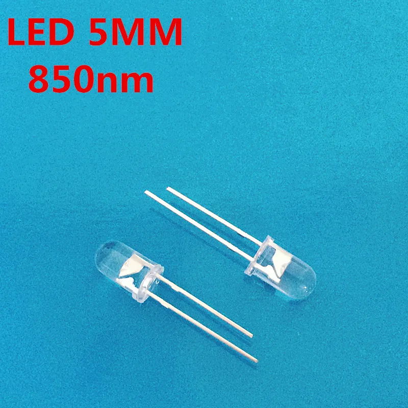 100pcs 5mm IR LED 850nm Clear Lens Infrared Diode 20mA Transparent 5 mm Through Hole Light