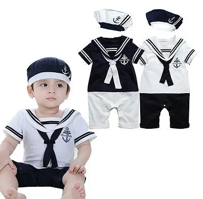 Новинка года; костюм моряка для маленьких мальчиков и девочек; одежда для роста; комбинезон; штаны; одежда+ шапка; Возраст 0-24 месяца