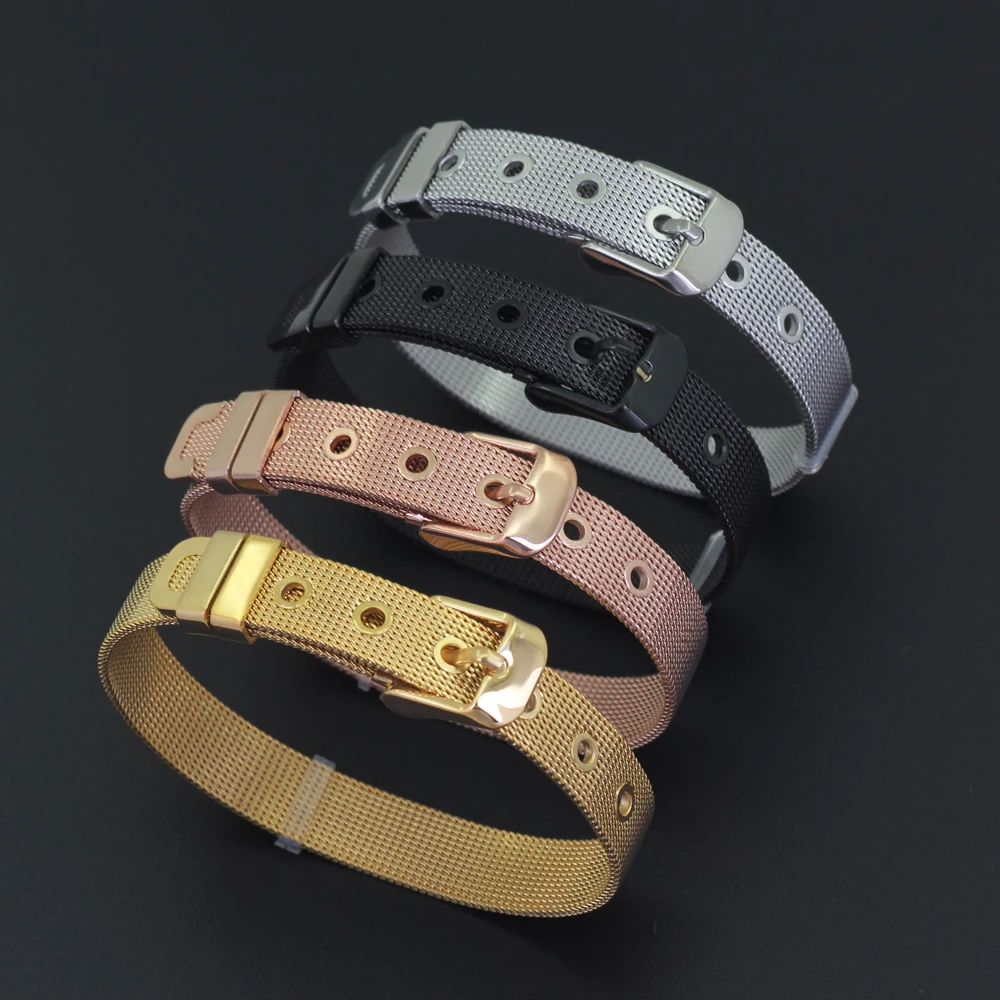 

10mm 21.5cm 4 colors fashion stainelss steel belt bracelet men bracelet B009