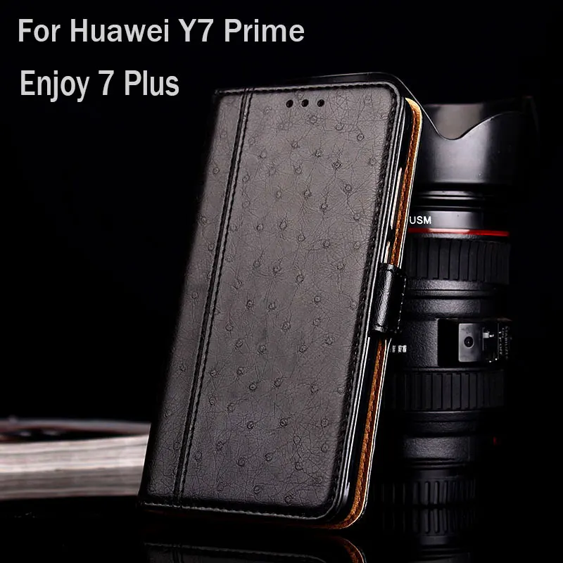 Роскошный чехол для huawei Y7 Prime из страусиной кожи с подставкой модные чехлы