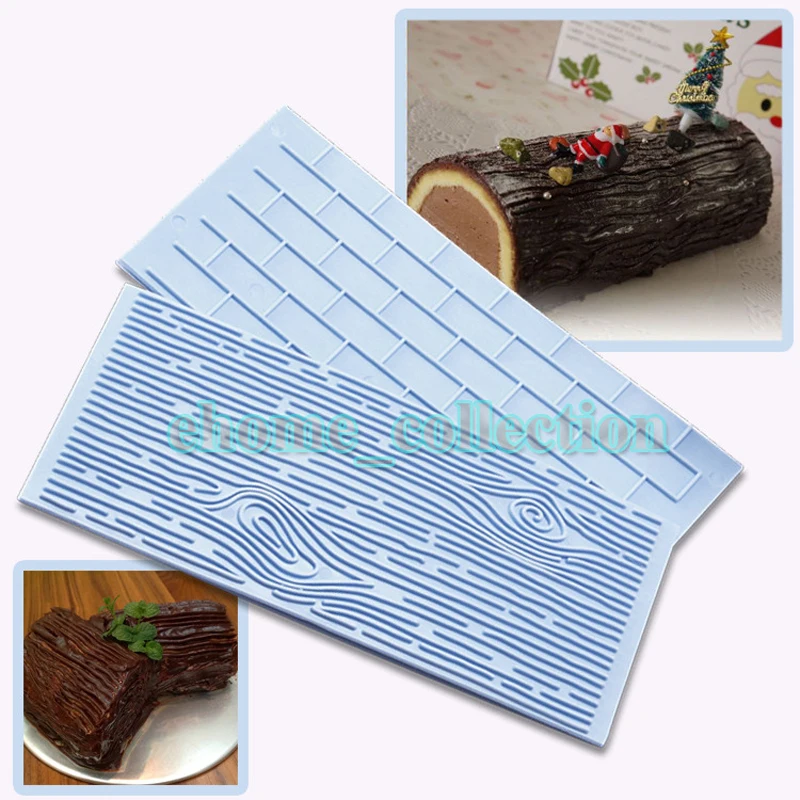 2pcs Tree Bark Wood Grain Brick Wall Impression Silicone Mould