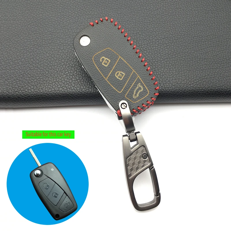 3 кнопки кожаный чехол для автомобильного ключа Fiat / Panda Stylus Stitch/Doblo/big/Bravo 500