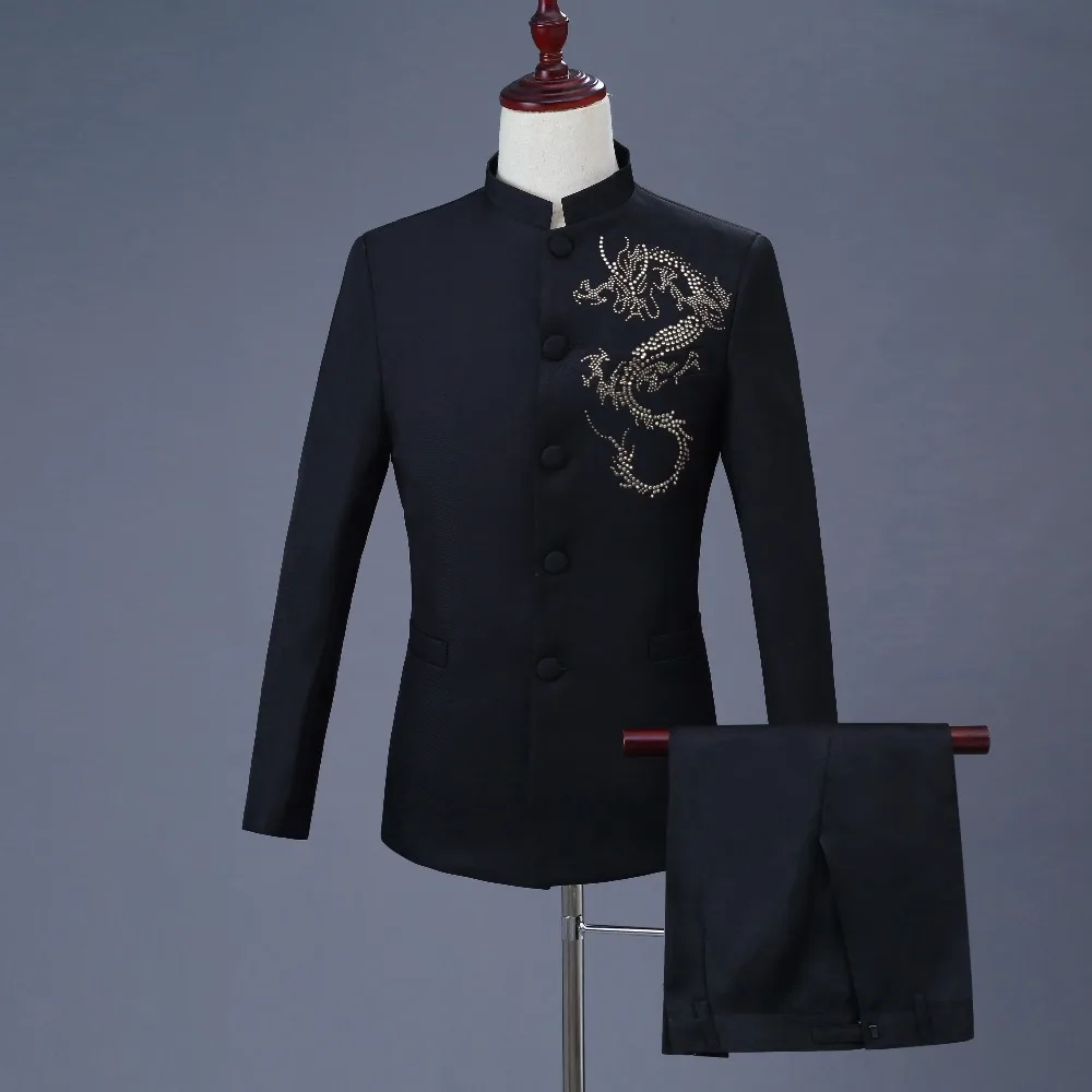 

2018 Elegant Brand Groom Tuxedos Groomsmen Button Black Gold Sequined Lapel Custom Made Formal Best Man Men Wedding Suit