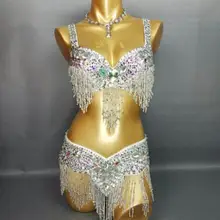 Женский костюм для танца живота одежда для танца живота сексуальный ночной танец живота топ бюстгальтер+ пояс комплект из 2 предметов TF1618