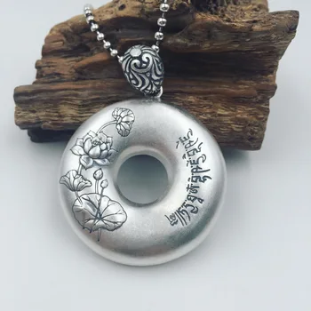 

S990 Zuyin silver Lotus Sutra buckle embossed Silver Pendant