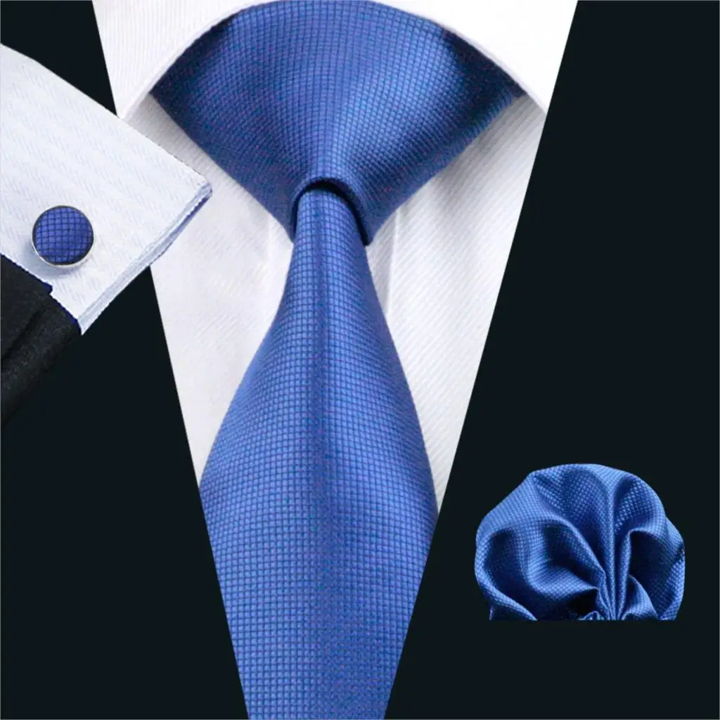 Fa-429 мужские галстук синий насыщенный 100% шелк жаккард галстук Ханки Запонки Комплект Бизнес Свадебная вечеринка Галстуки для Для мужчин;