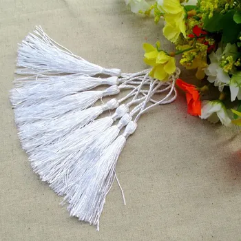 

100pcs/lot about 12.5cm white color polyester Charm tassel for home decore curtain fitting bookmark curtains 206
