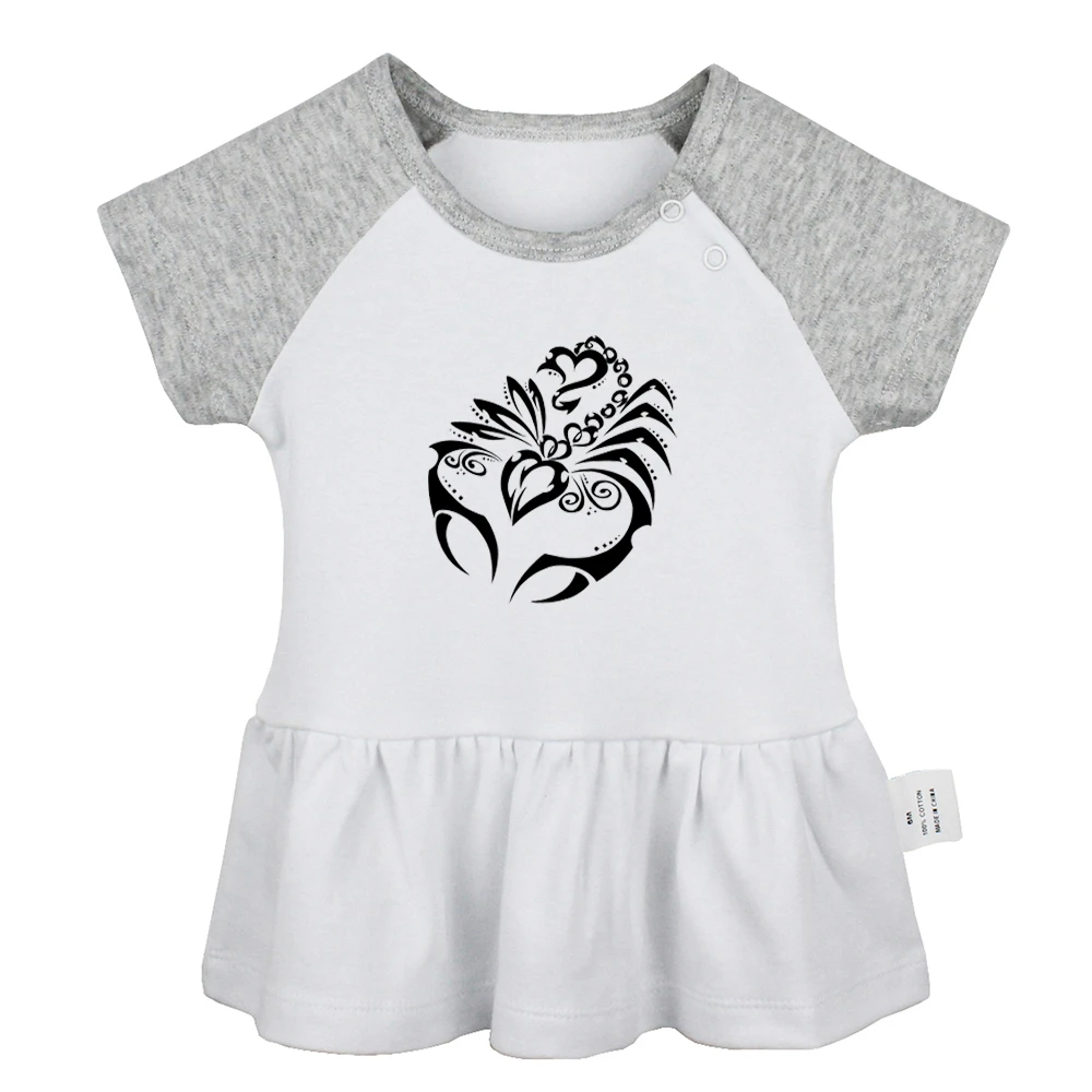 Scorpion Poissons Vierge Cancer Capricorne Tribal Tatouage Design Symbole Noir Nouveau Ne Bebe Filles Robes Enfant En Bas Age Infantile Coton Vetements Aliexpress