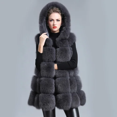 Free shipping Winter Women good quality sleeveless fox fur coat women real fox fur vest real natural fox fur vest jacket - Цвет: Color2