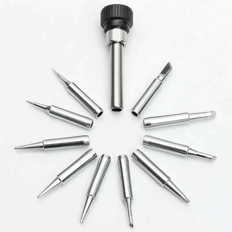 

Hot 11PCS/Lot 900M-T Soldering Iron Tips Welding Tip 900M-T-I/B/K/1.2D/1.6D/2.4D/3.2D/2C/3C/4C Heating Elements Soldering Tips