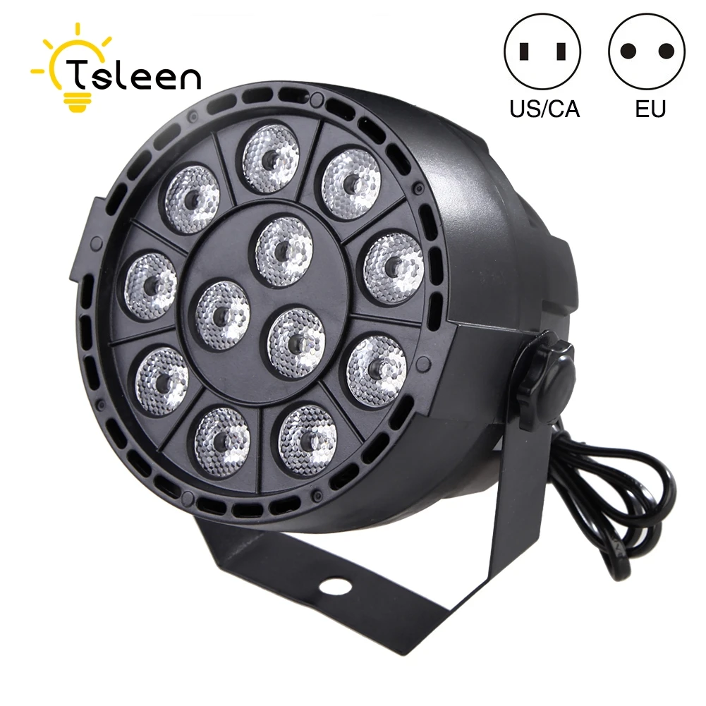 

TSLEEN Professional LED Stage Lights 12RGB PAR LED DMX Stage Lighting Effect DMX512 Master-Slave Led Flat for DJ Disco Party KTV