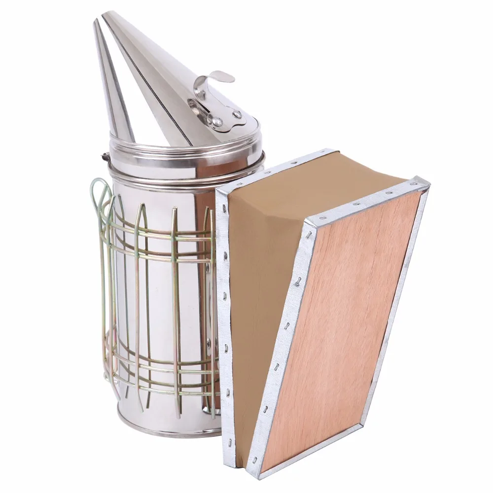 

(Ship from EU) Bee Keeping Smoker Stainless Steel Bee Hive Smoker with Heat Shield Board Beekeeping Beekeepers