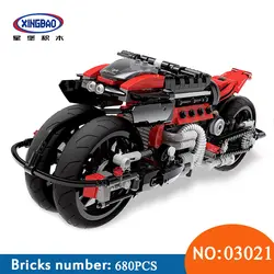 Xingbao 03021 680 шт. дизайн серии внедорожных мотоциклов Набор строительных блоков кирпичи развивающие игрушки для детей модель подарок