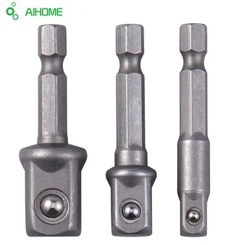 New 3pcs/set Chrome Vanadium Steel Socket Adapter Hex Shank to 1/4