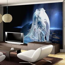 Пользовательские 3D фото обои белая лошадь диван ТВ Задний план Настенная Обои Для Гостиная Спальня нетканых стен