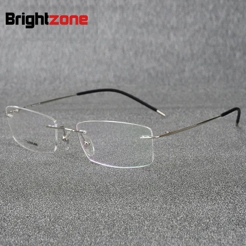 

Brightzone Light-weight Rimless Titanium Eyeglasses Frame Flexible Titanium Alloy Slim Temple Legs Rx Optical Glasses Spectacles