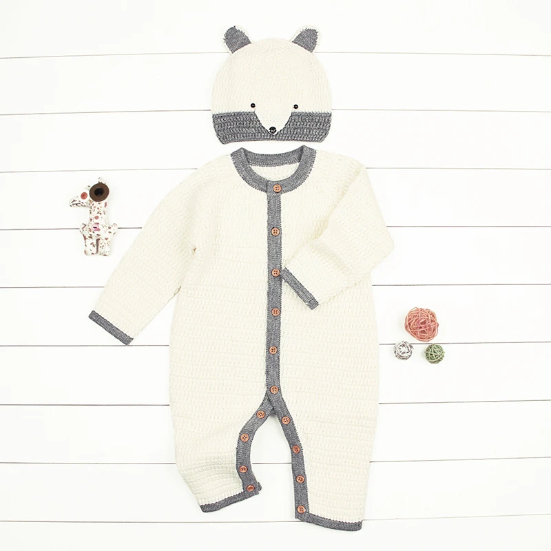 CieiK Baby Clothes Boy Girl Spring Romper+Hat 2 pcslot 2018 Knitted Jumpsuit Newborn Costume Warm Overall Infant Winter Outwear (20)