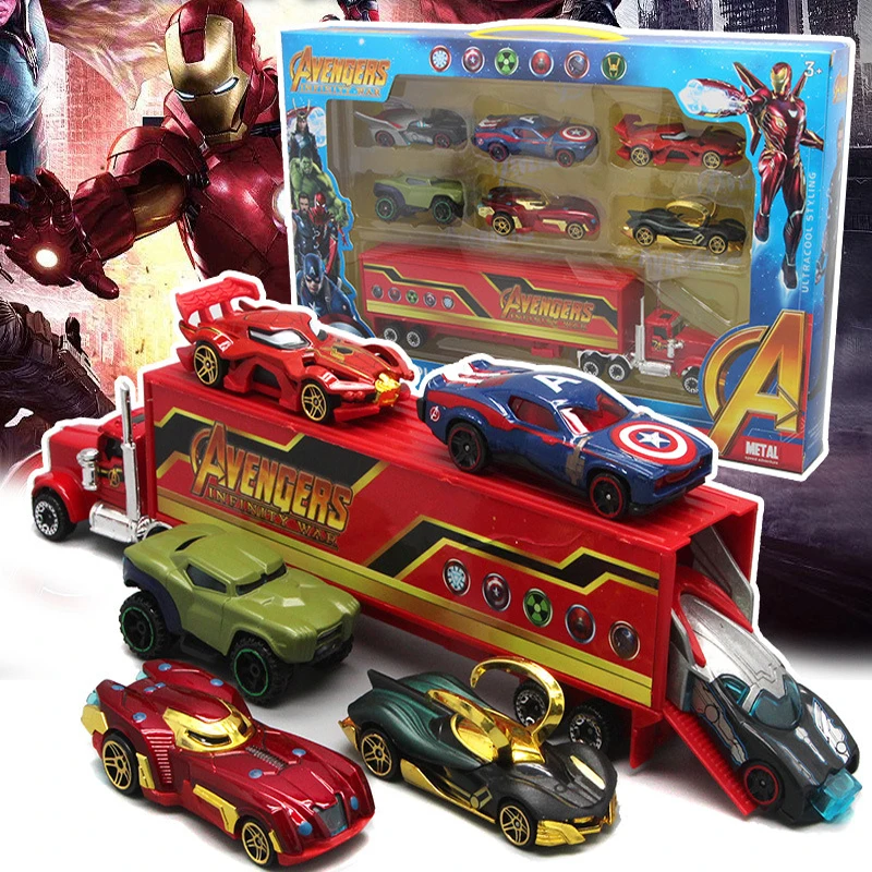 Disney Toys 2019 New Avengers Racing Set 6 Pack For Kids Combination Creative Cartoon Superman Batman Alloy Children