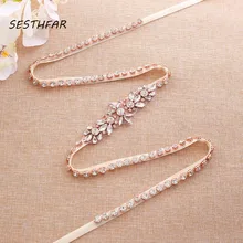 37 дюймов длиной Свадебные ремни розовое золото Цветы лента из страз пояс невесты для вечерней одежды Свадебные аксессуары J157RG