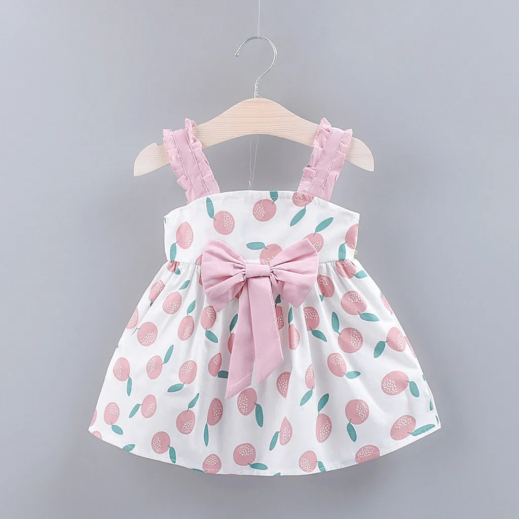 

Toddler Kid Baby girl dress summer Fruits Printed Bow Party Princess Dress Clothing princess dress girl HOOLER