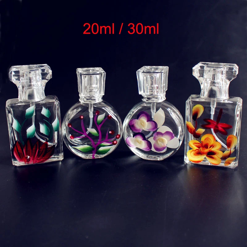 1pc Handmade 20ml 30ml Glass Empty Perfume Bottles With Flower