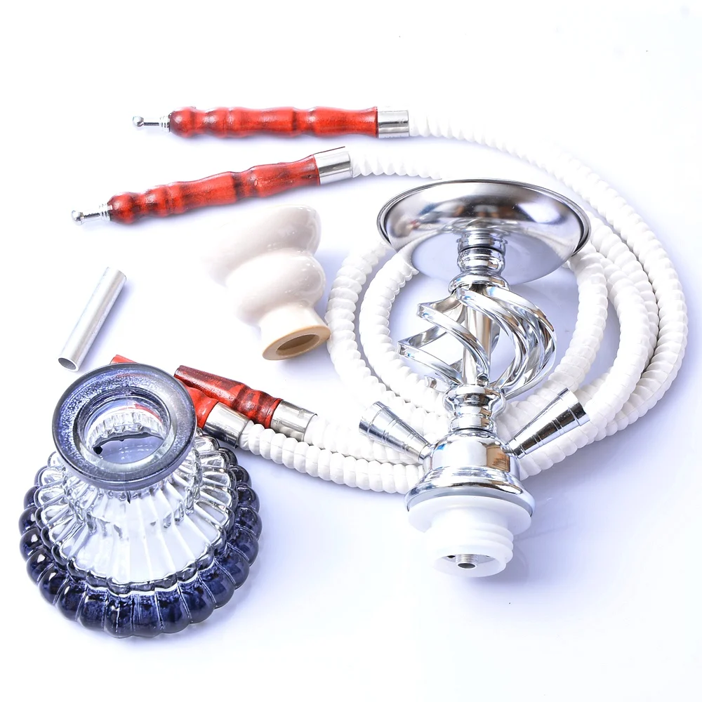 Small Size Hookah Portable Shisha Pipe with Double Hoses Ceramic Tobacco Flavors Bowl Charcoal Tong