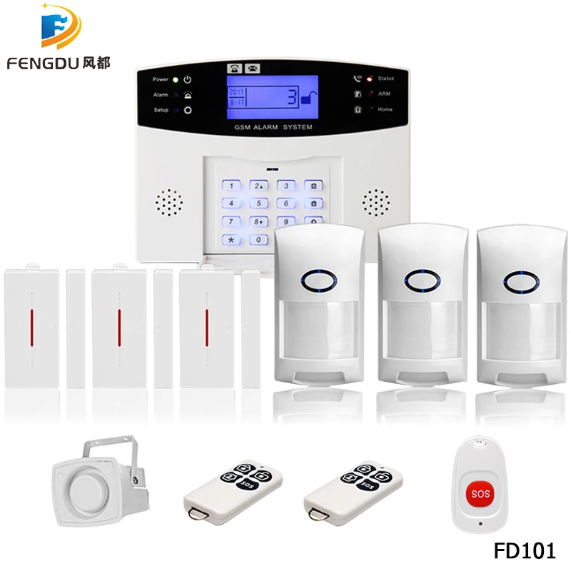 

Wireless GSM Alarm System 433MHz Home Burglar Security Alarm Door sensor motion sensor alarms Android IOS APP Intercom Siren