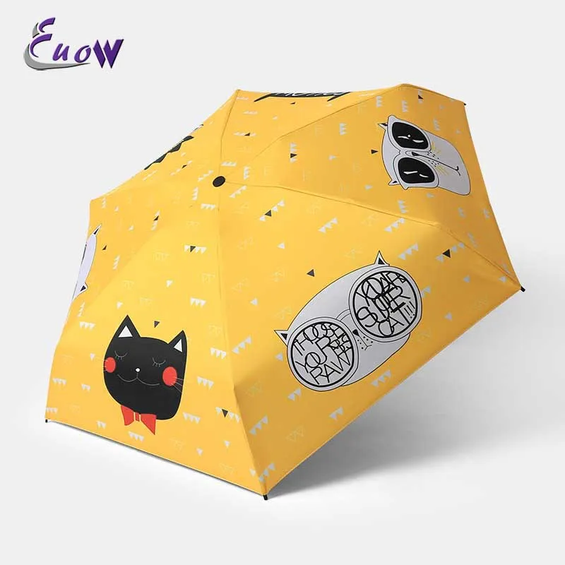 Рука кот печатных складной зонт дождя Для женщин Защита от солнца пять/три складной Зонты Anti UV милый кот узор Защита от солнца экран зонтик