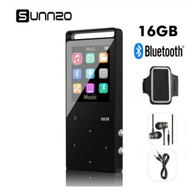 16 Гб Bluetooth MP3 плеер с FM записью шагомер HIFI без потерь наушники AUX кабель повязки в