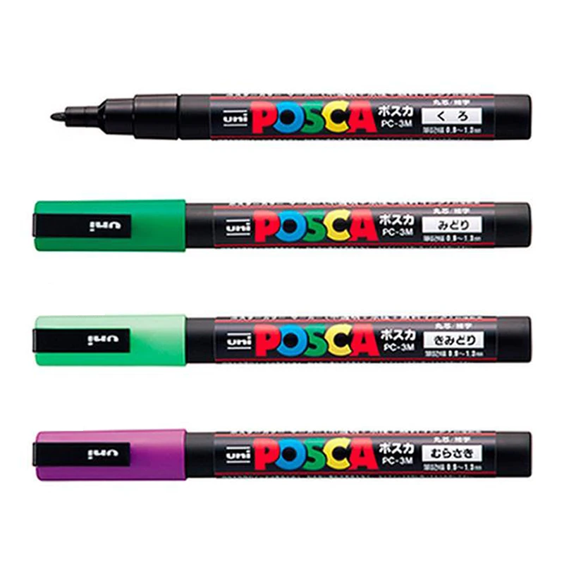 Uni Posca PC-3M Краска Маркер-тонкий Tip-0.9mm-1.3mm 15 цветов Чехол Posca серия поп-плакат на водной основе рекламная ручка