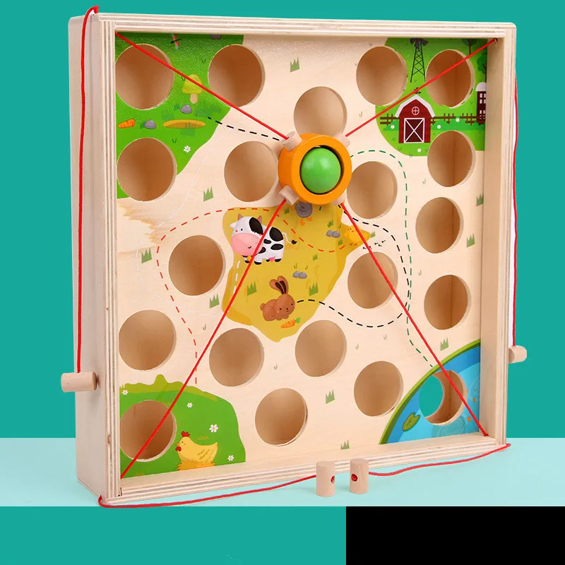  Funny Creative Pull Ball Table Game Children Wooden Maze Children's Early Education Intellectual Pa