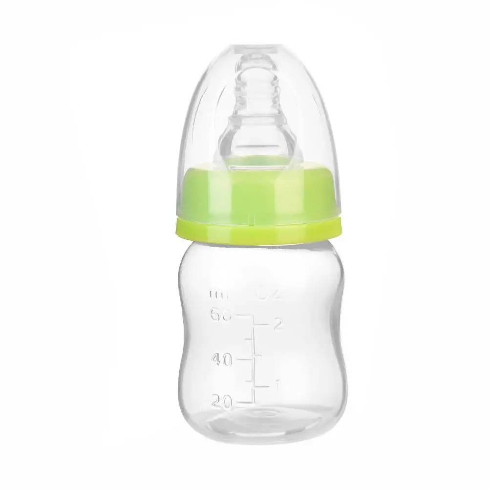 Младенческая Детская Мини Портативная для кормления бутылочка для кормления безопасный, не содержит БФА уход за новорожденными детьми кормушка Молоко Фруктовый сок бутылочки 60 мл - Цвет: Зеленый