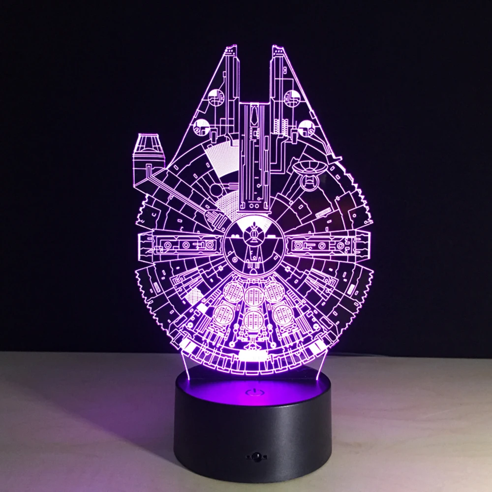 3D Ночная лампа Звезда смерти Звездные войны военный корабль с рисунком «Тысячелетний сокол» R2-D2 йода BB-8 перевозки собак фильм вентиляторы мальчик освещения подарок
