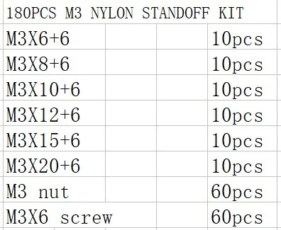 180 шт M3 нейлоновый противостояние комплект для мужчин и женщин длина 6-20 м черный M3 нейлоновый противостояние прокладка комплект