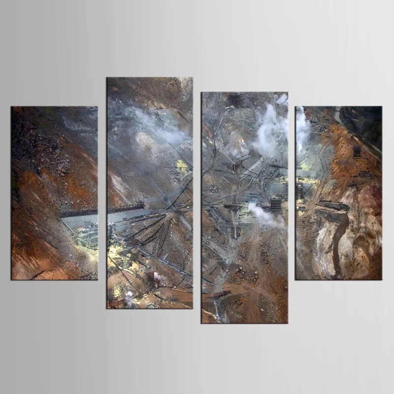 

4 pieces HD Picture Canvas Sunrise On Dark Brown Earth Mountain Picture Painting Wall Art Picture Home Decoration