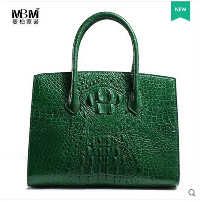 

maibomengnuo Thai alligator handbag female bags large size leather casual European and American fashion single shoulder crocodil